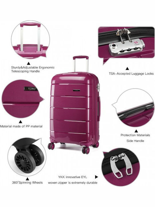 Miss Lulu Βαλίτσα Ταξιδίου Καμπίνας Σκληρή Purple με 4 Ρόδες Ύψους 55εκ.