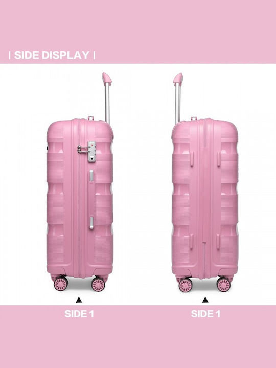 Miss Lulu Βαλίτσες Ταξιδιού Σκληρές Pink με 4 Ρόδες Σετ 3τμχ