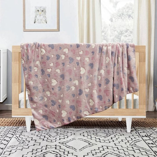 Lino Home Κουβέρτα Κούνιας Fleece Ροζ 110x150εκ.