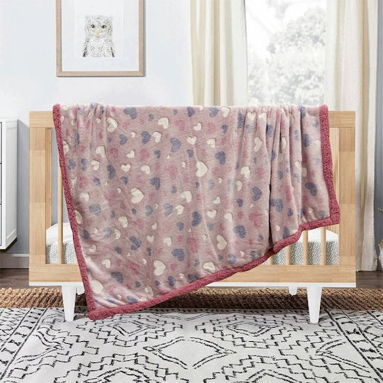 Lino Home Κουβέρτα Κούνιας Fleece Ροζ 110x150εκ.