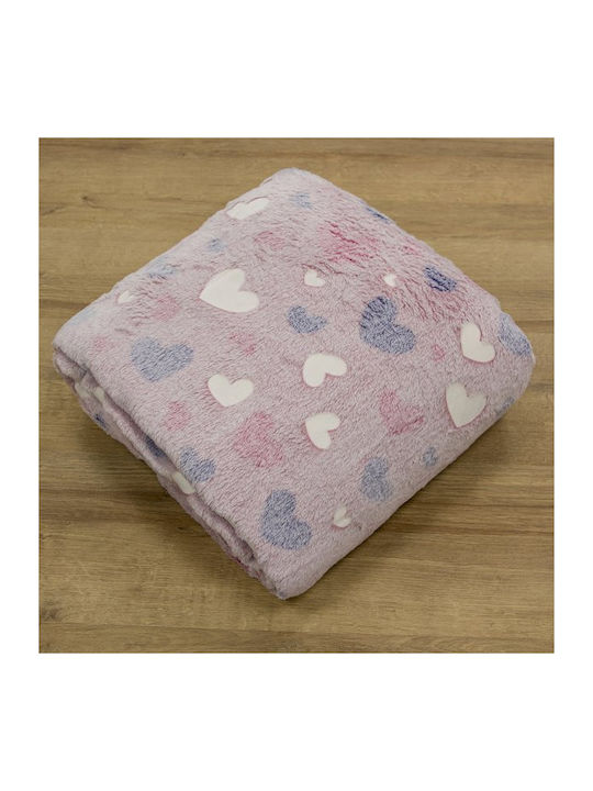 Lino Home Κουβέρτα Κούνιας Fleece Ροζ 110x150εκ.