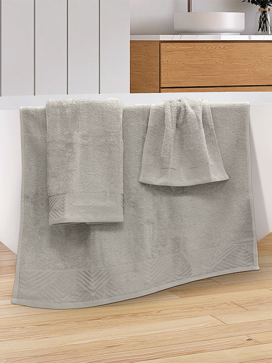 Lino Home 3pc Bath Towel Set Loraf Grey Weight 510gr/m²