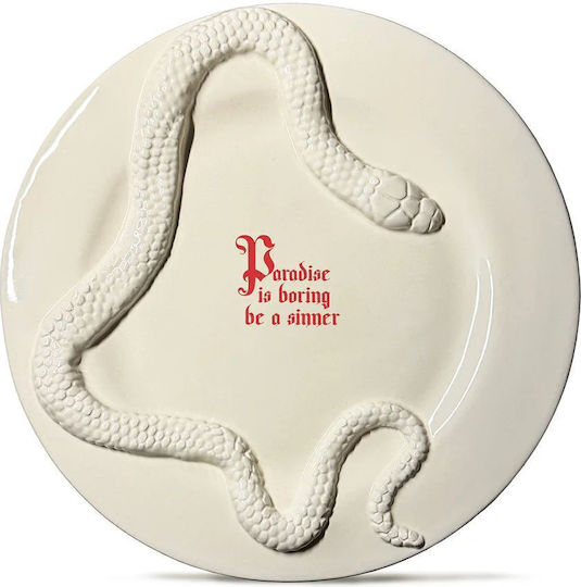 Incartato Ceramics The Forbidden Collection Dekorative Platte Rund Keramik Ecru 1Stück 28x28cm