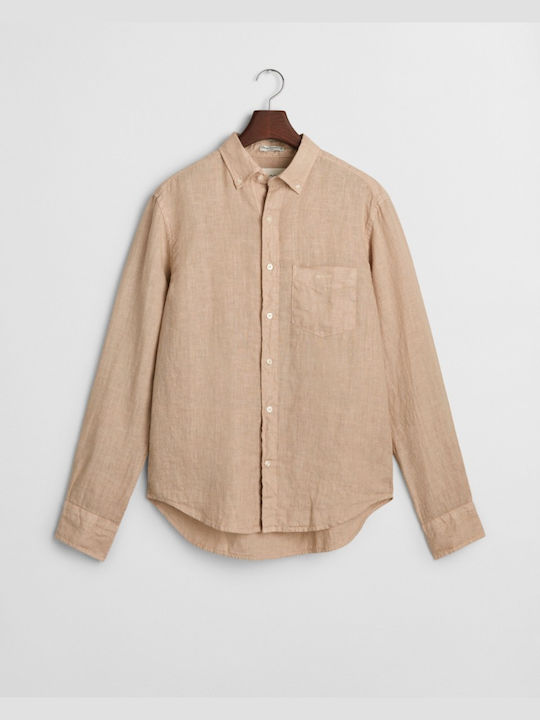 Gant Long-sleeved Linen Shirt Beige