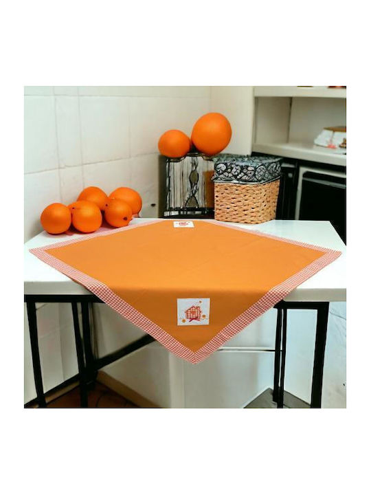 Linea Home Checkered with Embroidery Home Orange 90x90cm