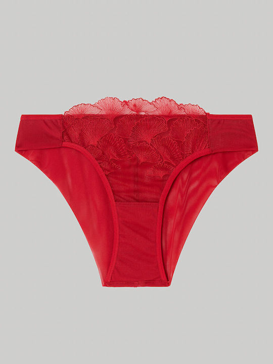 Damen Slip mit Spitze Red
