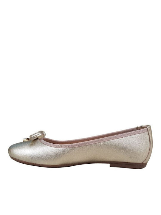 Leather Ballerinas Gold