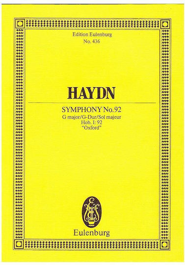 Haydn Symphony Nr.92 In G Major ''oxford'' Pocket Score