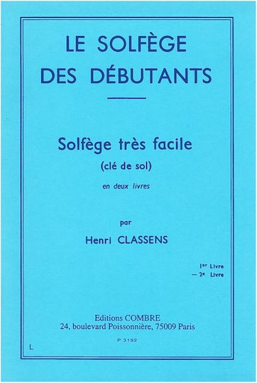 Classens Le Solfege Des Debutants Cle De Sol Vol.2