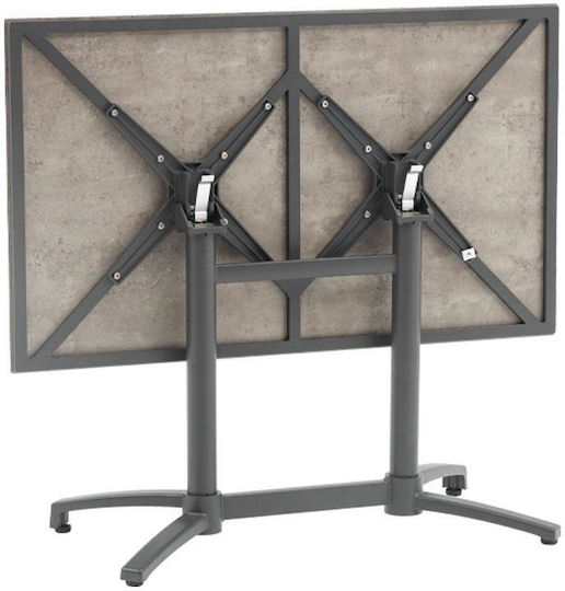 Flavio Outdoor Dinner Foldable Table with Wood Surface and Aluminum Frame Dark Gray 120x70x72cm