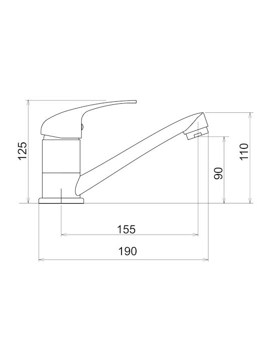 Inter Ceramic Kitchen Sink Right Countertop Built-in Complete Installation Set Siphon 80x50x18cm + Titania Iris Mixer Household
