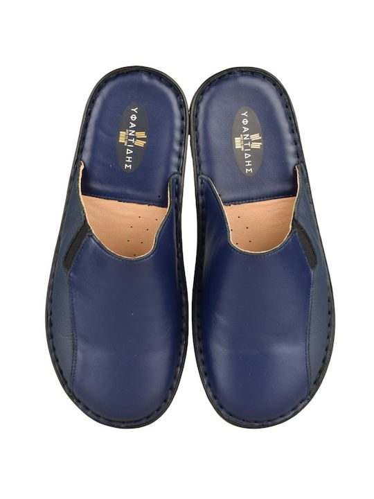 Yfantidis Men's Leather Slippers Blue