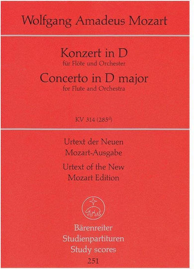 Mozart Concerto In D Major Flute Kv 314 Pocket Score