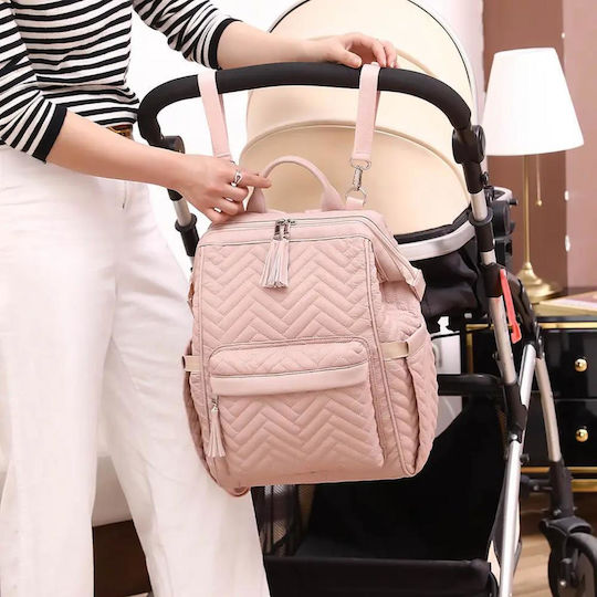 Wickeltasche-Wickelrucksack Rosa 30x40x20cm.