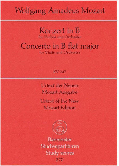 Mozart Concerto Violin Orchestra N.1 In Bb Major Kv207 Pocket Score