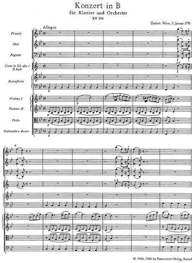 Mozart Concerto In Bb Major Kv595 Pocket Score