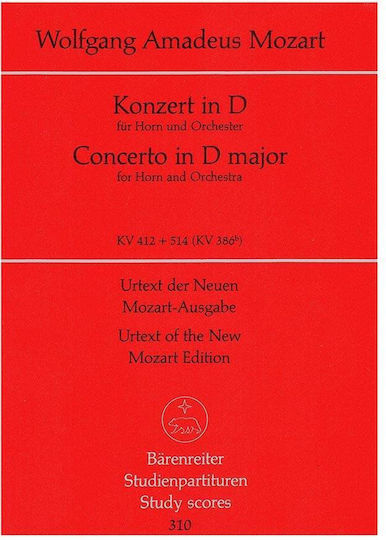 Mozart Concerto In D Major Horn Kv412 & 514 Pocket Score
