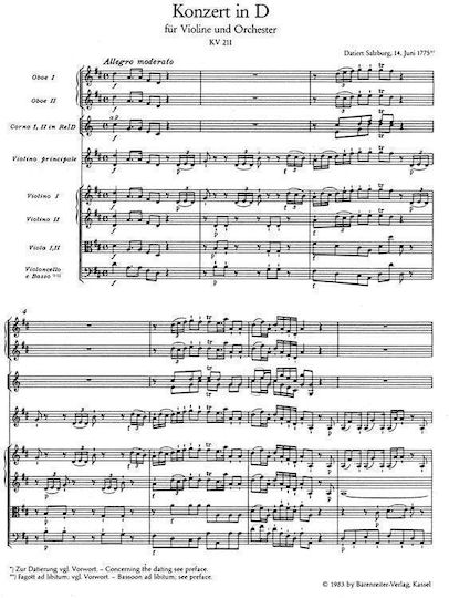 Mozart Violin Concerto In D Major Kv211 Pocket Score