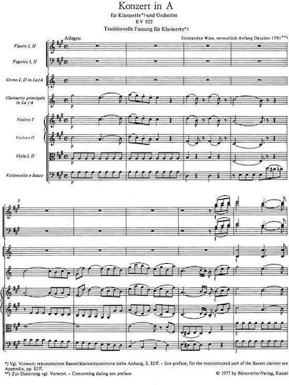 Mozart Clarinet Concerto Kv622 Pocket Score
