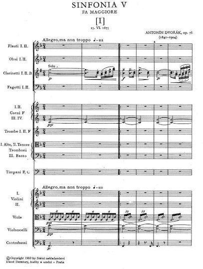 Dvořák Symphonie Nr. 5 Taschenpartitur