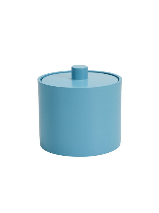 Inter Ceramic Sky Cotton Cotton Swabs Box Icca 55655 Blue Freestanding Polyresin 10.1x8cm Matte Sky Blue