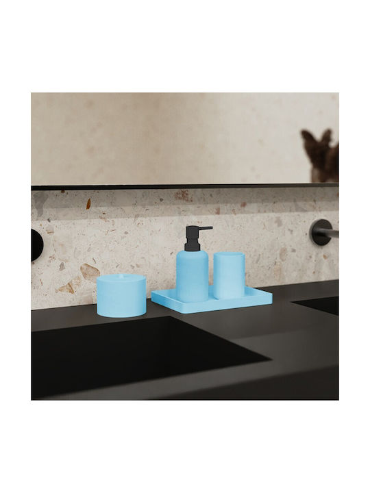 Inter Ceramic Sky Liquid Soap Dispenser Icca 55663 Blue Freestanding Polyresin 16.3x7cm Matte Sky Blue