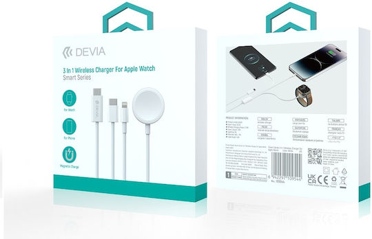 Devia 3in1 Smart Ea520 Wearable Charger Apple Watch Whiteς