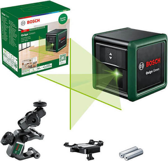 Bosch Quigo Αυτορυθμιζόμενο Γραμμικό Αλφάδι Laser Πράσινης Δέσμης 1.5V με Εύρος Εργασίας 12m