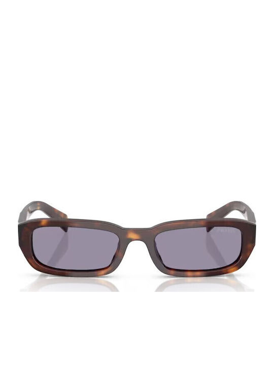 Prada Unisex Γυαλιά Ηλίου με Καφέ Ταρταρούγα Κοκκάλινο Σκελετό και Μωβ Φακό