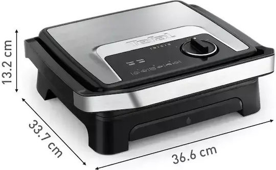 Tefal INICIO Tabletop Grătar Electric Placă Striată 2000W cu Capac și Termostat Reglabil