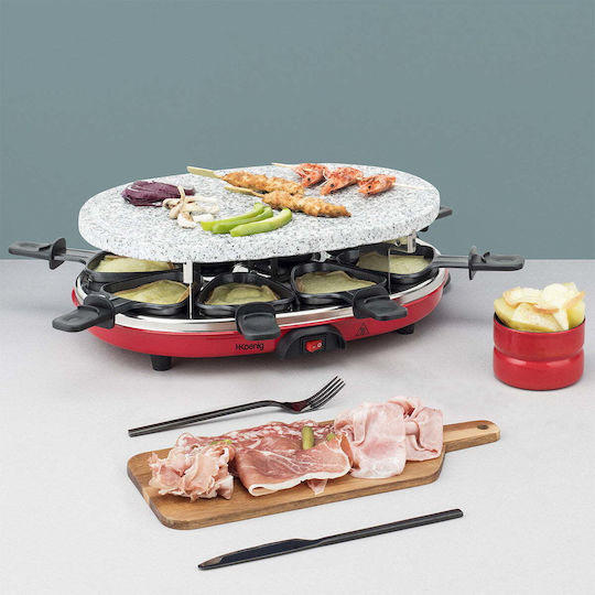 HKoenig Επιτραπέζια Ηλεκτρική Ψησταριά Raclette 900W Ανοξείδωτη