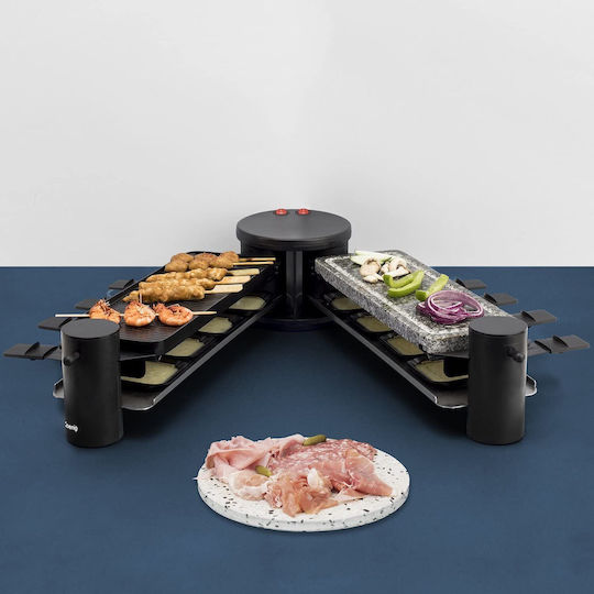 HKoenig Επιτραπέζια Ηλεκτρική Ψησταριά Raclette Λείας και Αυλακωτής Πλάκας 1200W Ανοξείδωτη