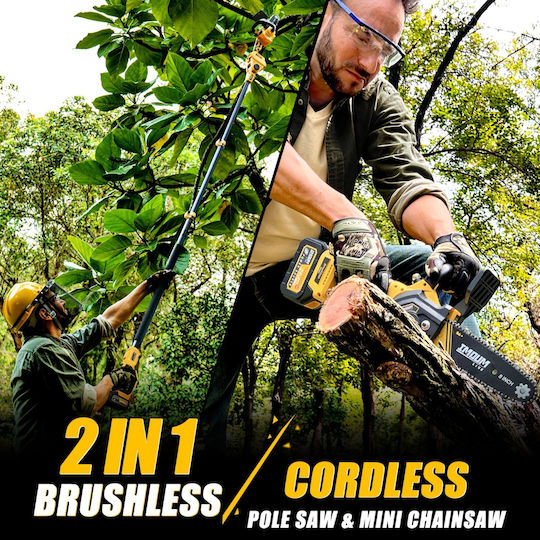 Cordless Chainsaw 8 Inch Brushless Electric Motor 21v 2 Batteries 3.0ah Imoum Live