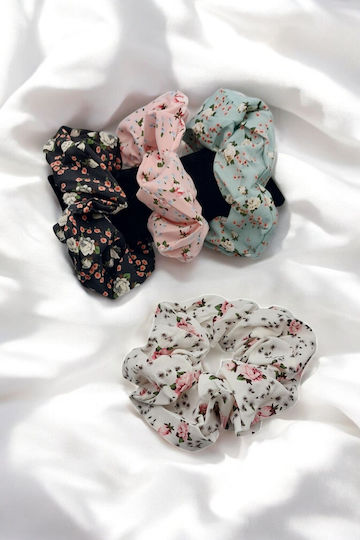 Elastic de păr alb cu design floral