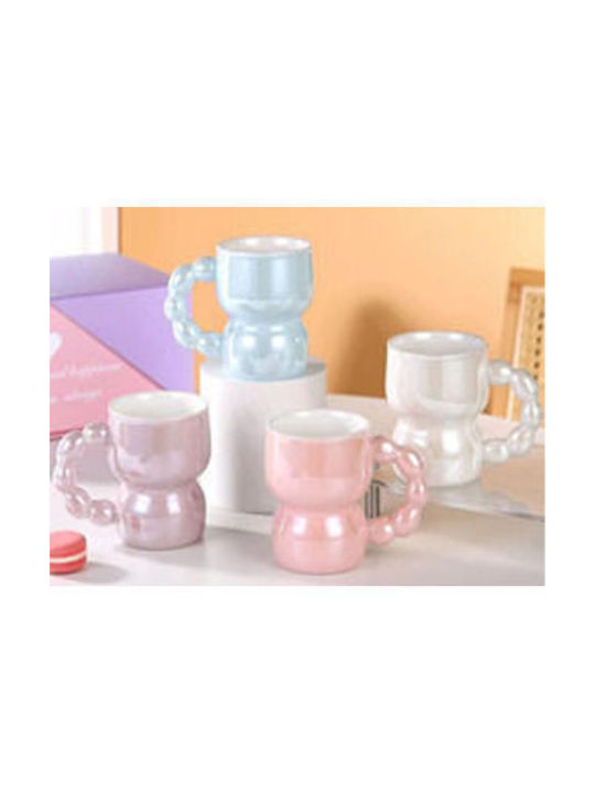 Keramiktasse mit Juwelengriff Rosa