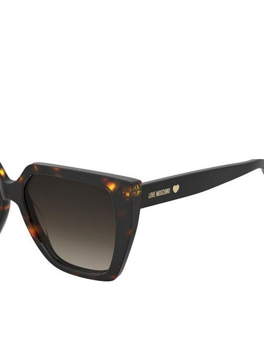 Damen Sonnenbrille mit Braun Schildkröte Kunststoff Gestell und Braun Verlaufsfarbe Linse