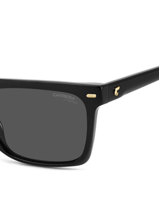 Carrera Unisex Sunglasses With Black Horn-Rimmed Frame And Grey Lens