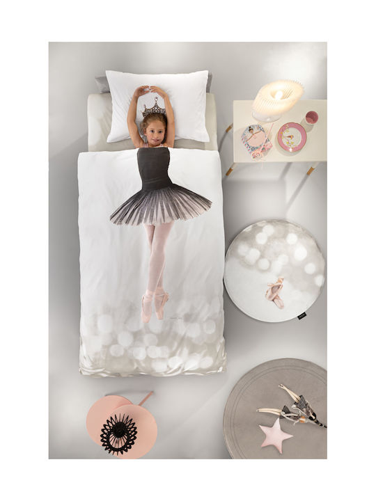 Saint Clair Set Kinderbettbezug Einzel mit Kissenbezug Baumwolle Weiß 160x225cm