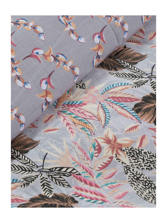 Madi Duvet Set Queen 220x240cm Buds Gray 3pcs