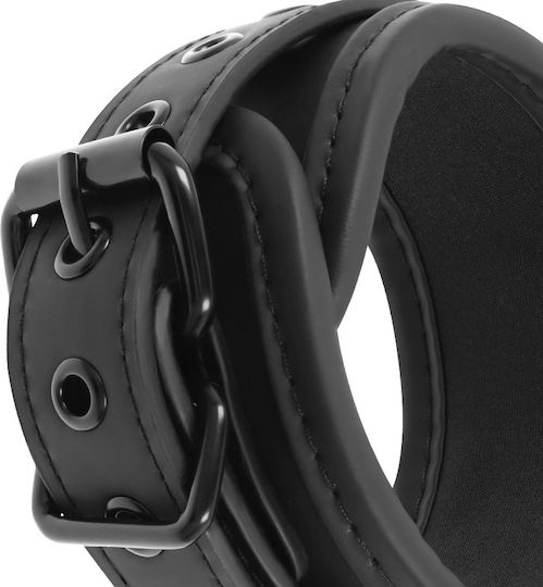 Fetish Submissive Leather Collar & Wrist Cuffs Black