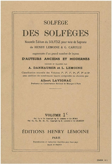 Solfege Des Solfeges Vol.1c