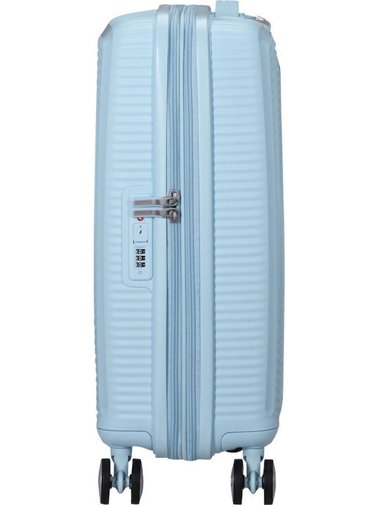 American Tourister Soundbox Cabin Travel Suitcase Hard Pastel Blue with 4 Wheels Height 55cm