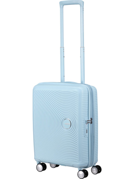 American Tourister Soundbox Cabin Travel Suitcase Hard Pastel Blue with 4 Wheels Height 55cm