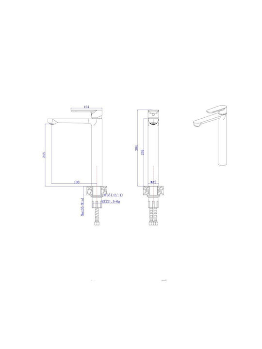 Baterie Lavoar Inter Ceramic Verona Icf 111321 Mixer Perie Aur Roz Independentă Gura Înaltă Mată 26.9 Cm Aur Roz