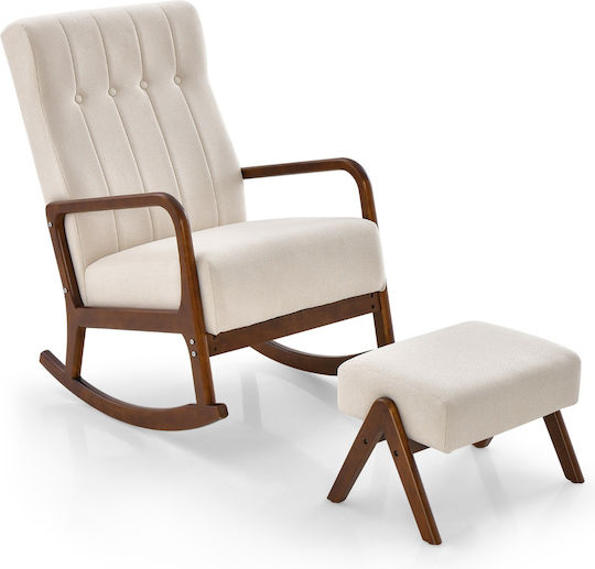 Schaukelstuhl mit Fußhocker Beige 65x97x104cm