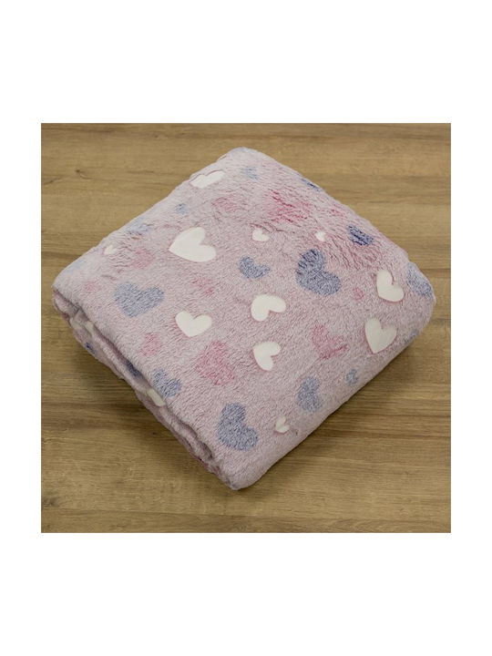 Lino Home Pătură Fleece Fosforescentă Roz 160x220cm