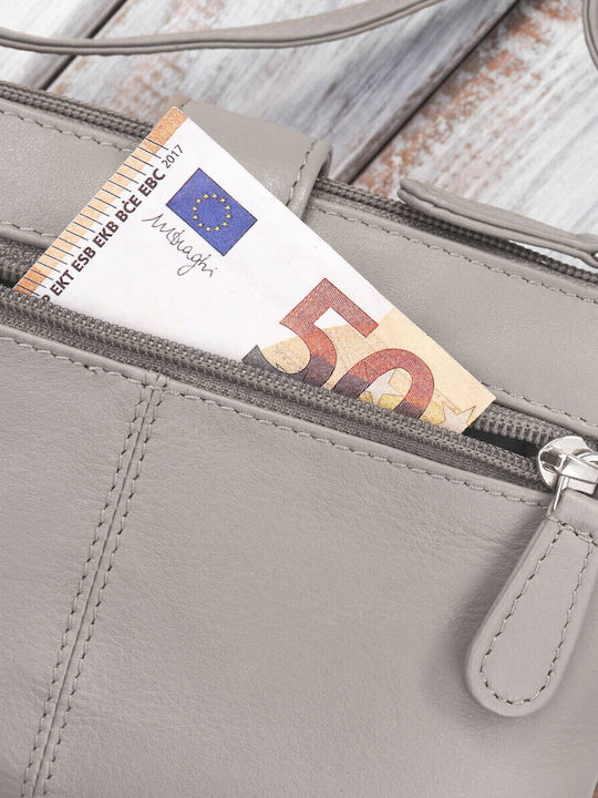 Δερμάτινη Γυναικεία Τσάντα Ώμου Γκρι