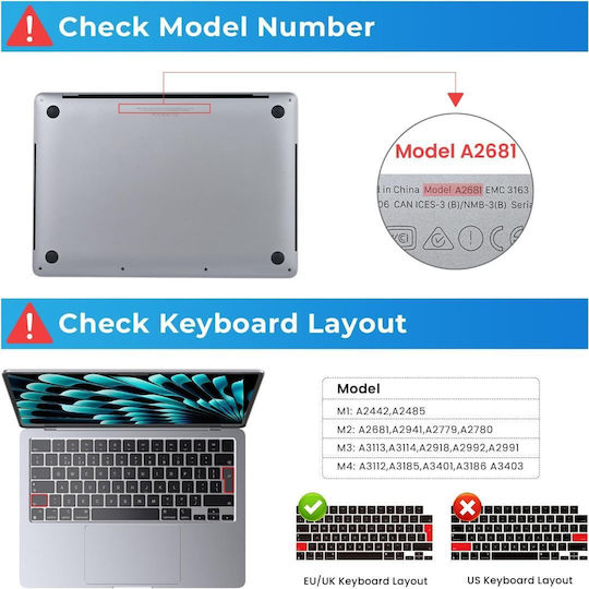 Wiwu Eoocoo Keyboard Cover Apple Macbook Air 13.6 M2 M3 Model A2681 A3113 Macbook Air 15.3 M2 A2941 M1 M2 M3 M4 Macbook Pro 14/pro 16 Eu Layout