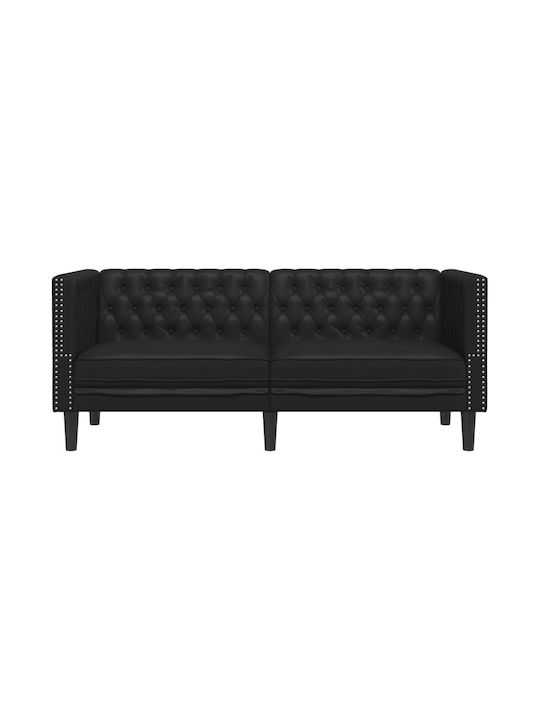 Διθέσιος Καναπές Δερματίνη Μαύρος 174x74.5x70.5εκ.