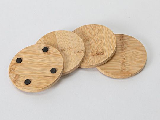 Excellent Houseware Στρογγυλό Σουβέρ Ξύλινο Καφέ 10cm 4τμχ